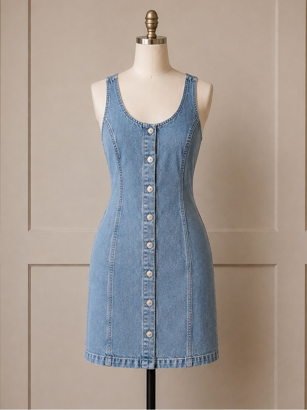 Vintage Levi’s Denim Mini Dress Button Front 90s Medium